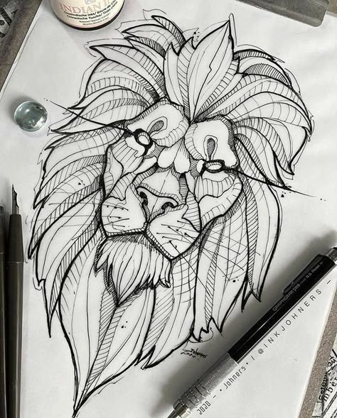 Lion Tattoo Stencil Drawings, Geometric Lion Tattoo Design, Lion Tattoo Sketch, Lion Tattoo Stencil, Lion Head Drawing, Lions Tattoo, Lion Forearm Tattoos, Geometric Lion Tattoo, Lion Art Tattoo