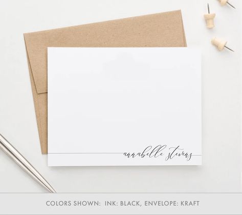 Simple Script Personalized Stationary for Women Elegant Note - Etsy Custom Stationary Cards, Stationary Cards Personalized Stationery, Personal Stationary, Cards For Women, Note Ideas, Groom Card, Stationery Ideas, Custom Stationary, Personalized Stationery Set