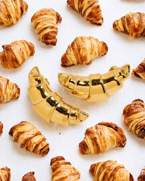 Les Croissants Gold Earrings. #LEXYAiRINC #handcraftedjewelry #demifinejewelry #foodjewelry #croissantearrings #WearLEXYAiR #earrings #goldjewellery #croissants Croissant Jewelry, Food Jewelry, Demi Fine Jewelry, Handcrafted Jewelry, Gold Earrings, Gold Jewelry, Gold, Closet, On Instagram