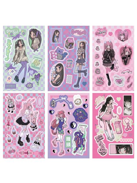 Pink Collar Paper Embellished Stationery Stickers Y2k Stickers, 귀여운 음식 그림, Desain Buklet, Stationery Stickers, Drawing Journal, Artist Alley, Pink Collar, Anime Stickers, 영감을 주는 캐릭터