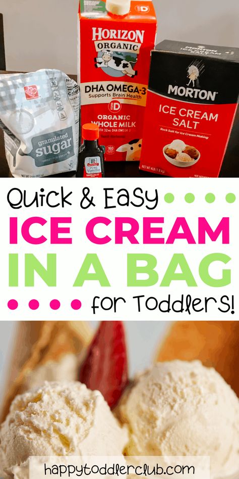 Recipe Using Milk, Recipe With Milk, Ice Cream In A Bag, Summer Activities For Toddlers, Organic Ice Cream, Making Homemade Ice Cream, Ice Milk, Easy Ice Cream, Diy Ice Cream