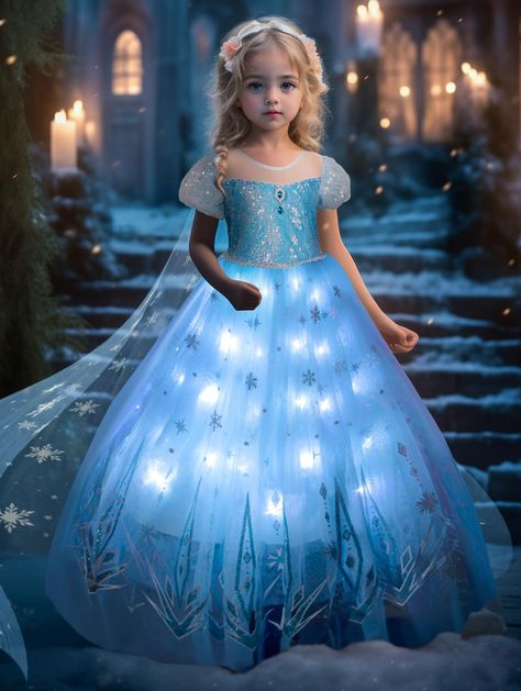 PRICES MAY VARY. Magical Light Up Dress - Gift your little girl's dreamy wishes with UPORPOR dazzling magical light up princess dress, it radiates fun and enchantment! Sparkling princess costumes guarantee she'll be mesmerized! Unleash the magic with UPORPOR for Girls - Our dazzling light up princess costume boasts quality waterproof LED lights, perfectly concealed and arranged in lining to ensure our princess dress up clothes glows enchantingly. Better still, you will say goodbye to tripped-ove Clothes For Christmas, Princess Dresses For Girls, Everyday Princess, Kids Christmas Dress, Light Up Dresses, Toddler Girl Halloween, Costume Princess, Girls Halloween Outfits, Regal Elegance