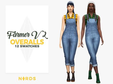 Farmer Overalls V2 - The Sims 4 Catalog Sims 4 Cc Overalls, Sims 4 Maxismatch Cc, Farmers Outfit, Sims Farm, Sims 4 Country Cc, Sims 4 Stardew Valley, Sims 4 Female Clothes Cc, Farmer Overalls, Painted Overalls