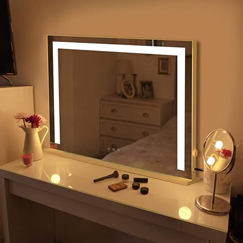 Mirror Cupboard Design, Clean Girl Bathroom, Small Bedroom Vanity, Mirror Table Top, Hollywood Style Mirror, Mirror Cupboard, Makeup Table With Mirror, Lighted Mirrors, Makeup Lighting