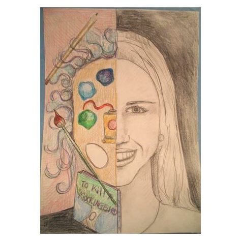 Two Project Ideas for 6th Grade Art: Half Faces and Wire Sculptures Intermediate Art, Self Portrait Art, 7th Grade Art, 8th Grade Art, Middle School Art Projects, Art Lessons Middle School, 6th Grade Art, 5th Grade Art, Wire Sculptures