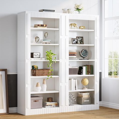 PRICES MAY VARY. 【Chic Modern Style】 The 6-tier bookshelf exudes modern charm. With clean-lined paneling details and a sleek white finish, this bookcase is a true statement piece that can instantly elevate the look of any room. 【Ample Storage Space】 Favorite books, family photos, plants, and other decorative items—offer them a spot to stage with this 11.81" D x 31.5" W x 72.83" H bookshelf. Concerned about sturdiness? No problem! Each extra-thick shelf can hold up to 66 lb. 【Versatile Storage So Book Case Ideas Living Room Decor, Tall White Bookcase, Surgery Quotes, Shelves For Home Office, White Bookshelf, Bookcase Modern, Fireplace Bookshelves, Wood Shelving Units, Tall Bookshelves