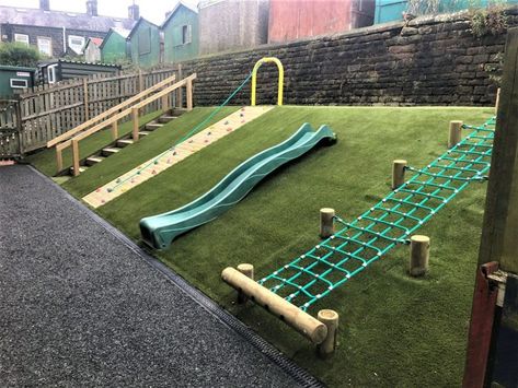 Play Area Backyard, Backyard Kids Play Area, Sloped Backyard, Diy Playground, Kids Outdoor Play, Natural Playground, Outdoor Classroom, Backyard Playground, Backyard Play