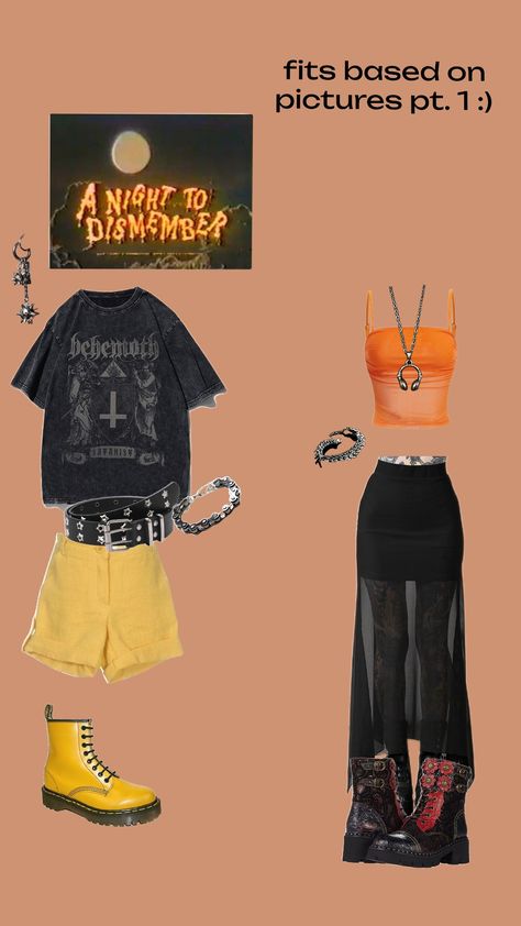 #clothes #fyp #fit #outfit #spooky #halloween #scary #creepy #orange #yellow #goth Halloween Themed Outfits, Yellow Goth, Spooky Carnival, Carnival Outfit, Goth Outfit, Scary Creepy, Halloween Scary, Mall Goth, Themed Outfits