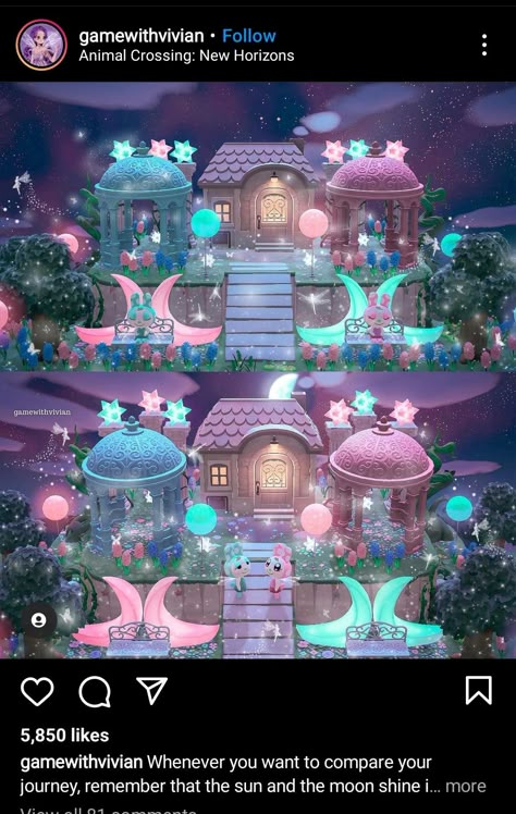 Acnh Space Themed Island, Acnh Fairy Tale Designs, Acnh Glowing Moss Ideas, Anch Fairycore, Acnh Moon Ideas, Star Island Animal Crossing, Acnh Space Theme, Animal Crossing Star Gazing Area, Acnh Y2k