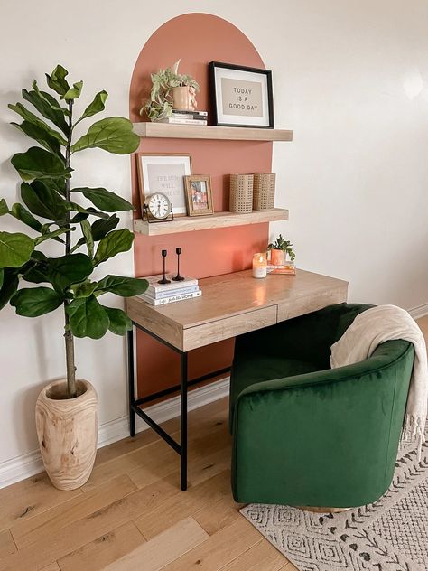 Cozy Desk Space, Daisy Room, Apartment Desk, Desk Nook, Sarah Joy, Cozy Desk, Small Space Office, Desks For Small Spaces, Therapy Office Decor