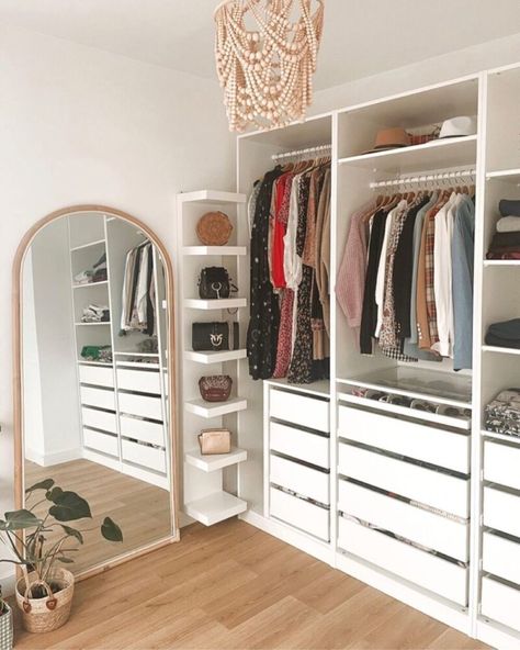 21 Ideas with Ikea Pax Wardrobe System - Sparkles and Shoes Ikea Open Wardrobe, Ikea Dressing Room, Walk In Closet Ikea, Ideas Armario, Dressing Ikea, Pax Ikea, Ikea Pax Closet, Closet Ikea, Ikea Wardrobe