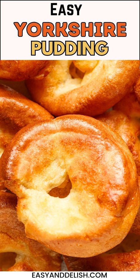 Close up of Yorkshire puddings. Easy Yorkshire Pudding, Brown Rolls, Easy Yorkshire Pudding Recipe, Yorkshire Pudding Recipe, Easy Pudding Recipes, Popover Recipe, Yorkshire Pudding Recipes, Christmas Meal, Roast Turkey