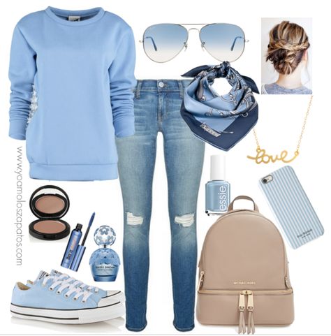 Converse Azul, Vans Outfit, Long Sleeve Outfits, Converse Style, Outfits With Converse, Blue Outfit, Baddie Outfits Casual, Business Casual Outfits, Looks Style