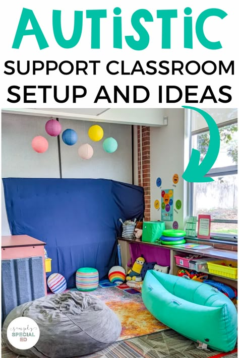 Adaptive Classroom Ideas, Classroom Setup Daycare, Spec Ed Activities, Special School Classroom, Msd Classroom Setup, Preschool Teacher Desk Area Classroom Setup, Sensory Classroom Setup, Sensory Stations Classroom, Spec Ed Classroom Set Up