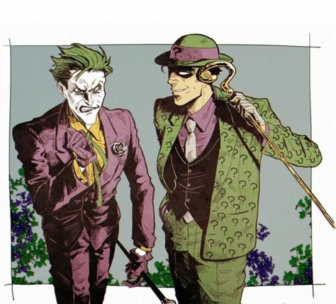 Joker Vs Riddler Joker X Batman, Batman X Joker, Batman Riddler, Gotham Villains, Bob Kane, Dc Villains, Joker Art, Batman Universe, Batman Robin