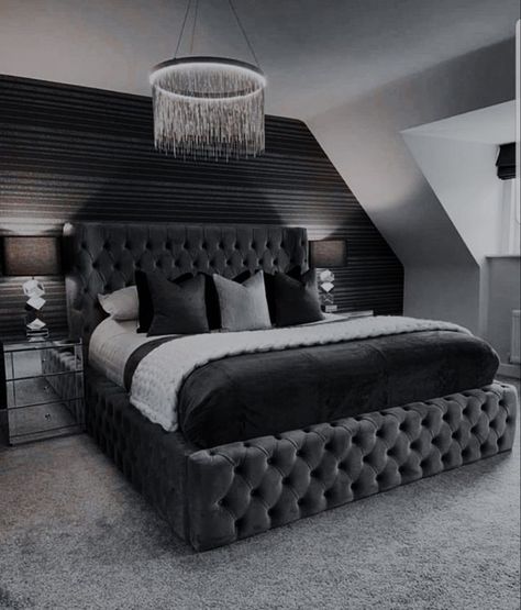 ❥ p i n t e r e s t // @badegal in 2022 | Apartment decor inspiration, Future apartment decor, Bedroom decor design Grey And Black Bedroom, White And Black Bedroom, Dark Grey Bed, Bed Frames Uk, Furniture Colour, Mood Bored, Luxury Room Bedroom, Bedroom Design Inspiration, Ottoman Storage Bed