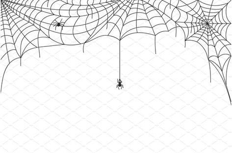 Spooky Frame Drawing, Spider Web Line Art, Aesthetic Boarders, Spider Web Drawing, Black Widows, Spider Net, Spider Theme, Spider Web Design, Spider Web Decoration