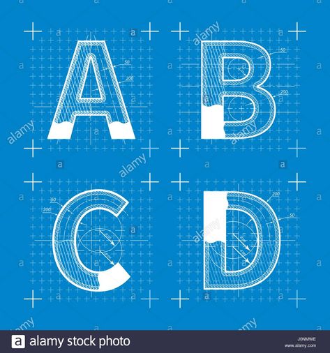 Blueprint Logo Design, Blueprint Logo, Type Anatomy, Architecture Logo, A B C D, Type Setting, A B C, Web Font, Logo Inspiration