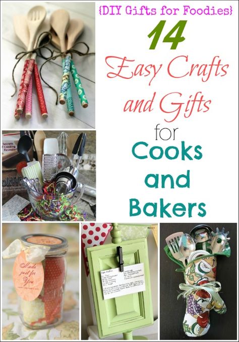 14 Easy Crafts and Gifts for Cooks and Bakers (DIY Gifts for Foodies Week) {Two Healthy Kitchens} Diy Gifts For Kitchen, Diy Gifts For Bakers, Diy Cooking Gifts, Diy Kitchen Gifts, Framed Recipes, Baker Gifts, Gifts For Foodies, Overnight Breakfast, Shish Kabobs