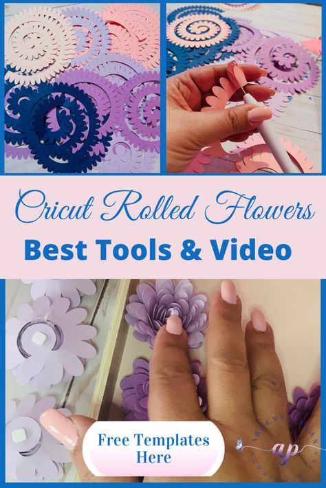 Mother’s Day Flower Shadow Box - ACRAFTYLATINA Cricut Rolled Flowers, Free Paper Flower Templates, Rolled Flowers, Rolled Paper Flowers, Paper Flower Patterns, Idee Cricut, Easy Paper Flowers, Paper Flower Wall Decor, Flower Shadow Box