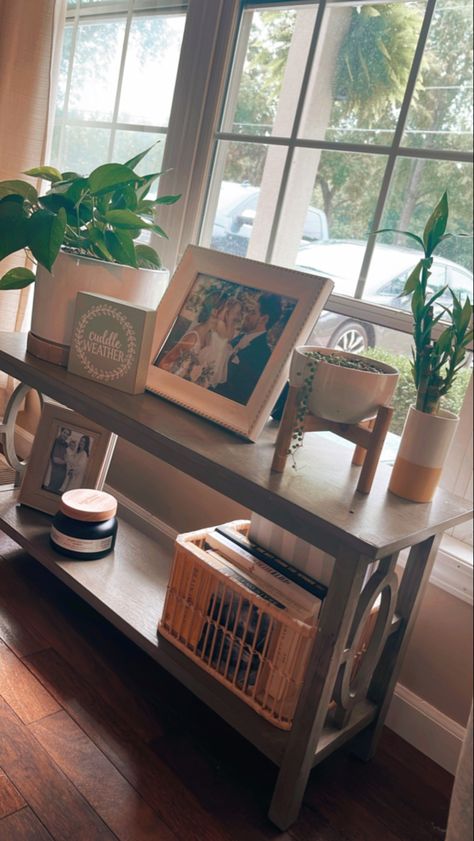 Table Behind Couch In Front Of Window, Shelf In Front Of Window Living Room, Table In Front Of Window Decor, Console Table Decorating By Window, Console Table In Front Of Window Decor, Decor In Front Of Window Living Room, Entryway Table In Front Of Window, Console Table Window, Entry Table In Front Of Window