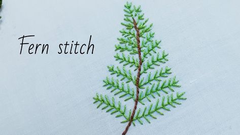 Embroidery Branches Stitch, Fern Embroidery Tutorial, Fern Embroidery Stitch, Brazilian Embroidery Stitches, Brazilian Embroidery, Embroidery For Beginners, Hand Embroidery Stitches, Beautiful Embroidery, Embroidery Tutorials