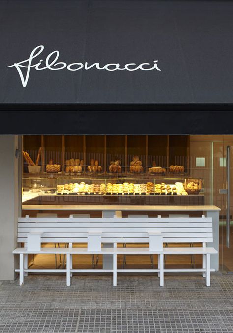 Fibonacci Bakery on Behance Bakery Shop Interior, Artisan Bakery, Bakery Store, Doner Kebab, Storefront Design, Long Bench, Spanish Cuisine, Bakery Design, Shop Fronts