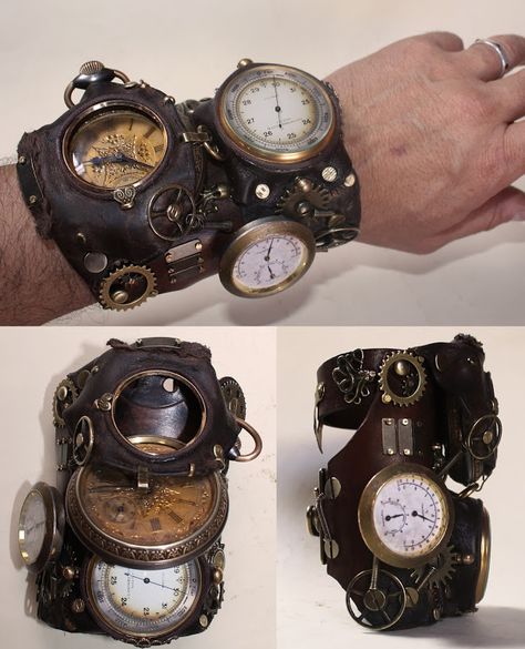 steampunk watch Steam Punk Diy, Steampunk Gadgets, Steampunk Items, Mode Steampunk, Steampunk Tendencies, Steampunk Costumes, Steampunk Crafts, Steampunk Watch, Steampunk Ideas