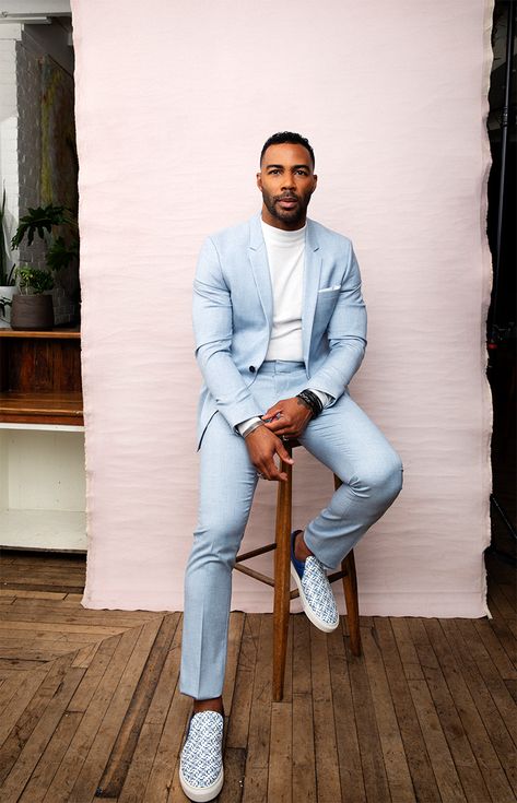 Omari Hardwick: The Pursuit Of Power- Brooklyn Magazine Prom Suit Ideas, Wedding Suit Ideas, Blue Wedding Suit, Sky Blue Wedding, Suit For Prom, Sky Blue Weddings, Summer Wedding Suits, Stylish Mens Suits, Prom Suit