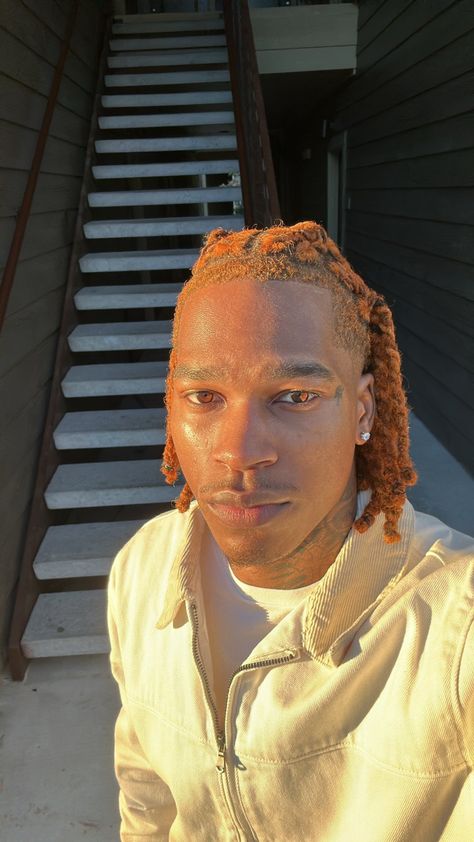 Gunna Rapper Dreads, Orange Locs Men, Ginger Locs Men, Ginger Dreads Men, Blonde Locs Men, Male Loc Styles, Ginger Dreads, Locs Men, Ginger Locs