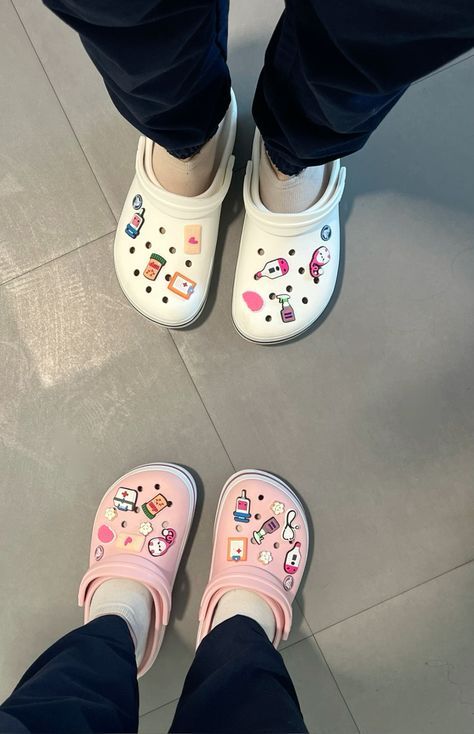 sneakers shoes Crocs Pins, Nurse Crocs, Nursing Crocs, Crocs With Jibbitz, Crocs Aesthetic, Nursing Things, Sneakers Nike Jordan, Crocs Outfit, Nurse Shoes