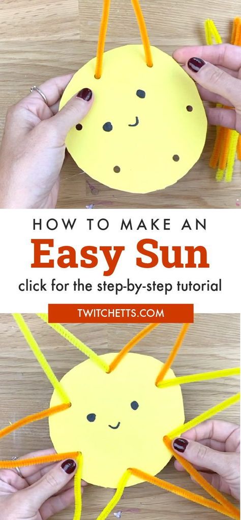 Preschool Sun Crafts, Sun Craft, Sun Crafts, Craft For Preschoolers, Refrigerator Decoration, Construction Paper Crafts, Skill Building, Pipe Cleaner Crafts, Stick Art