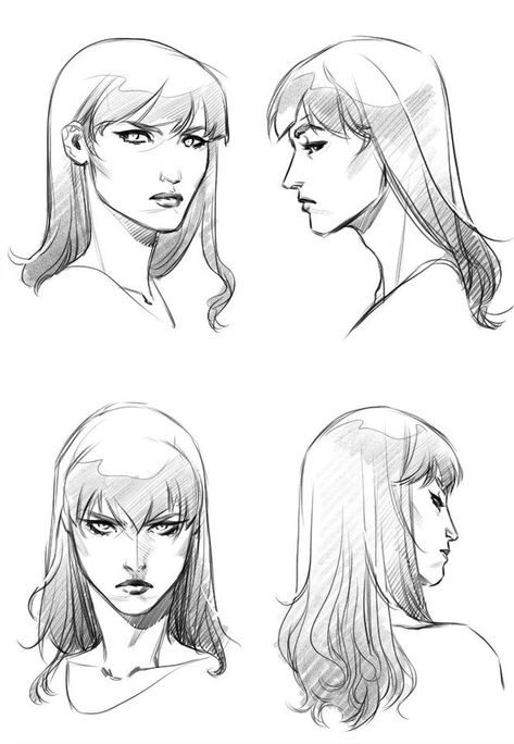 Hairstyles For Women Drawing Reference, Female Hairstyles Drawing, Drawing Facial Expressions, Comic Hair, Head Comic, Superhero Inspiration, Comic Women, Head Anatomy, Female Face Drawing