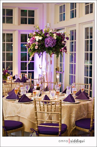 A fabulous table centrepiece - a small circular table can look lost with low profile floral decor if you are looking for a look with wow factor... this ticks all the boxes - although we don't like the dated napkins much! Ideas For Wedding, Champagne Wedding, Photos Wedding, Best Ideas, Table Set, Country Club, Wedding Pictures, A Table, Wedding Reception