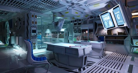 Scifi Laboratory, Sci Fi Rooms, Sci Fi Laboratory, Sci Fi Room, Water Planet, D20 Modern, Interior Concept Art, Sci Fi Aesthetic, Gods And Monsters