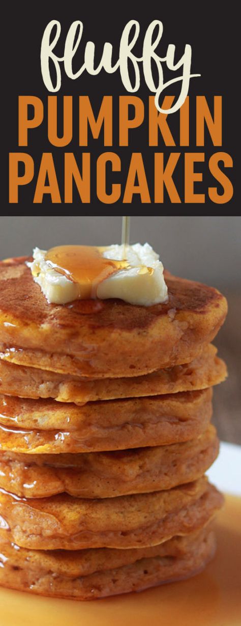 Usher in fall with these tall, fluffy, and moist pumpkin pancakes. The perfect pumpkin pancake recipe! Homemade Pumpkin Pancakes, Fluffy Pumpkin Pancakes, Pumpkin Pancakes Easy, Pumpkin Spice Pancakes, Pumpkin Pancake Recipe, Dessert Simple, Pumpkin Pancakes, Fall Breakfast, Pancake Mix