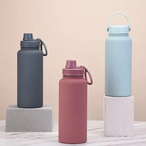 1L Wide Mouth Reusable Metal Water Bottles Insulated Stainless Steel Water Bottle with Straw and 2 Lids 1l Water Bottle, Water Bottle Metal, Coffee Mug To Go, Metal Water Bottles, Steel Thermos, Water Bottle Stainless Steel, Thermal Flask, Flask Water Bottle, Metal Water Bottle