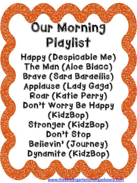 Schedules And Playlists 2014-2015 School Year – The Kindergarten Smorgasboard Upbeat Playlist, Classroom Playlist, Fun Playlist, Morning Playlist, Transition Songs, Kindergarten Smorgasboard, Morning Music, Responsive Classroom, Classroom Management Tool