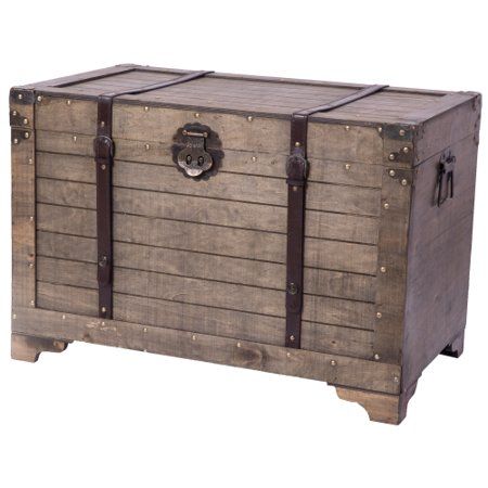 Old Fashioned Large Natural Wood Storage Trunk and Coffee Table Wicker Storage Trunk, Decorative Trunks, Trunk Coffee Table, Ornament Storage Box, Coffee Table Size, Wine Rack Storage, Coffee Table Trunk, Trunks And Chests, Storage Trunks