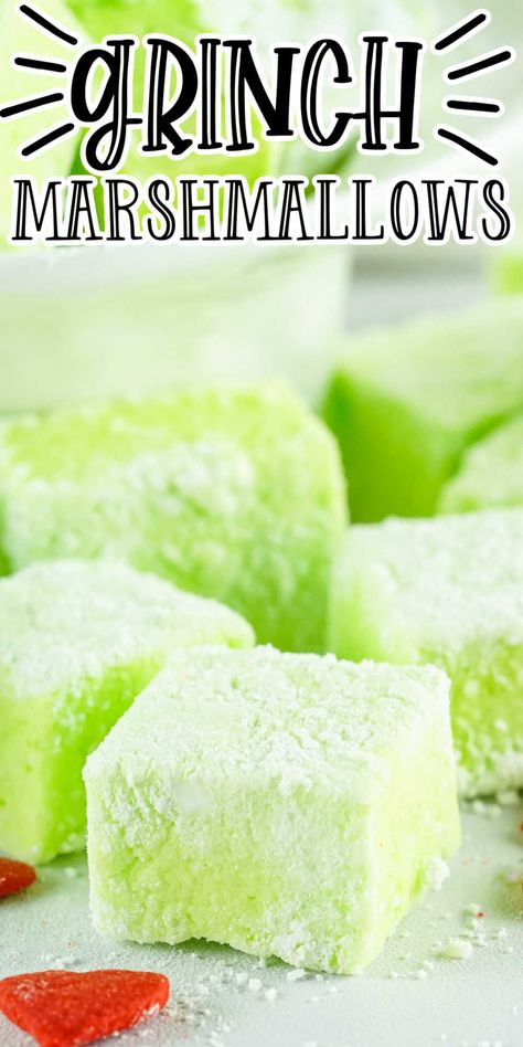 Diy Gourmet Marshmallows, Gelatin Marshmallow Recipe, Jello Marshmallow Recipe, Grinchmas Treats, Gourmet Marshmallows Recipe, Marshmallow Business, Treats With Marshmallows, Holiday Marshmallows, Diy Marshmallows