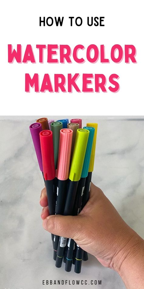 How To Use Watercolor Pens, Watercolor Markers Art For Beginners, Water Colour Markers Art, Water Color Marker Doodle, Watercolour Markers Tutorials, Watercolor With Markers, How To Use Watercolor Markers, Watercolor Pen Art For Beginners, Abstract Watercolor And Pen Art