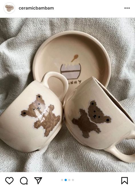 ceramic mug handmade mug bear mug seramik kupa Diy Best Friend Gifts, Color Me Mine, Bear Mug, Clay Cup, Pretty Mugs, Ceramics Ideas Pottery, Cute Bear, Pottery Mugs, Pottery Painting