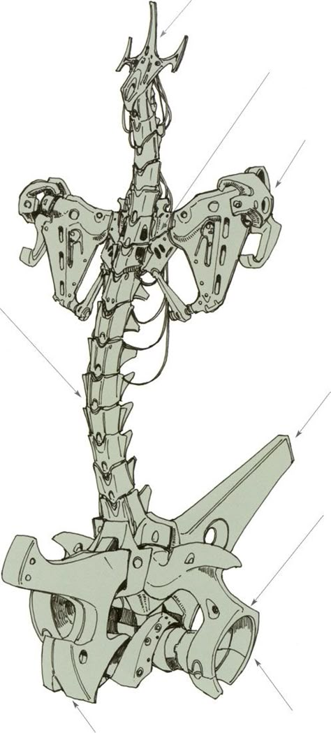 Internal Structure of Mortar Headd Robot Ribcage, Mechanic Art Drawing, Mechanical Reference, Mecha Reference, Skeletal Structure, Bionic Design, Robot Parts, Cyborgs Art, Futuristic Armour