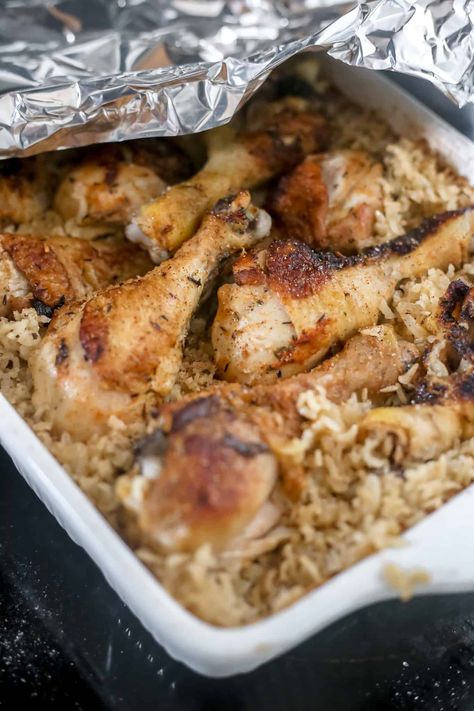 Looking for a delicious and easy dinner idea? Try our mouthwatering recipe for Baked Chicken Legs and Rice! 🍗🍚 It's a flavorful one-pot meal that's perfect for busy weeknights. Find out how to make it and enjoy a satisfying dinner tonight! #ChickenLegsAndRice #OnePotMeal #EasyDinnerRecipe Baked Chicken Legs And Rice, Chicken Legs With Rice, Chicken Legs And Rice, Easy Drumstick Recipes, Drumstick Recipes Baked, Chicken Drumstick Recipes Oven, Drumstick Recipes Oven, Recipe For Baked Chicken, Chicken Legs Recipes