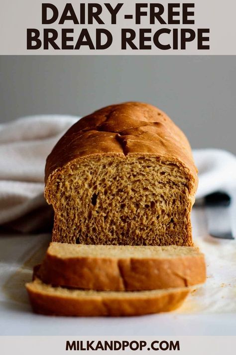 The BEST Dairy-Free Bread Recipe, made from your pantry ingredients only! Soft, tasty and frugal bread, perfect for sandwiches and toast. Dairy Free Sandwich Bread, Dairy Free Bread Recipe, Fluffy Recipe, Dairy Free Bread, Sandwich Bread Recipe, Homemade Bread Recipes Easy, Pantry Ingredients, Bread Easy, Best Bread Recipe