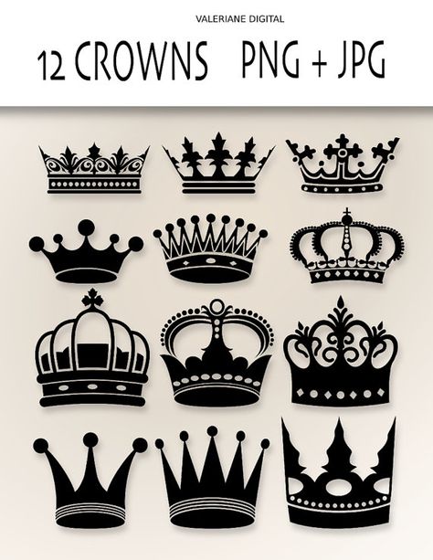 Crown Clip Art, Crown Tattoo Design, Foto Transfer, Crown Tattoo, Images Vintage, Clipart Design, Love Tattoos, 로고 디자인, Copic