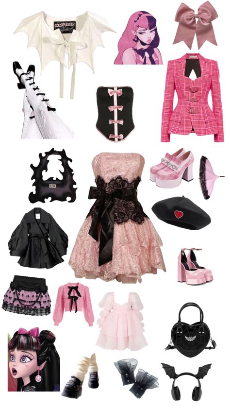 #draculaura #monsterhigh #monsterhighaesthetic Draculaura Aesthetic Outfit, Emo Outfits For Girls, Draculaura Aesthetic, Hot Topic Clothes, Halloween Press On Nails, Pastel Goth Fashion, Anime Inspired Outfits, Fits Clothes, Emo Outfits