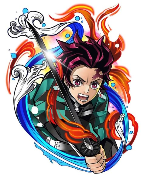 Demon Slayer Tanjiro Tattoo, Tanjiro Tattoo Design, Kimetsu No Yaiba Tattoo, Drawing Tanjiro, Construction Sketch, Demon Slayer Tattoo Ideas, Demon Slayer Design, R6 Wallpaper, Slayer Tattoo