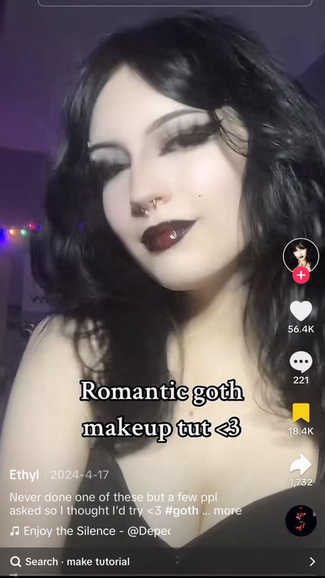 Romantic #goth makeup tutorial by tiktok user ethylene.x Black Lipstick Looks, Romantic Goth Makeup, Black Lipstick Look, Fall Goth, Goth Babe, Goth Makeup Tutorial, Goth Outfit Inspo, Goth Make Up, Lipstick Looks