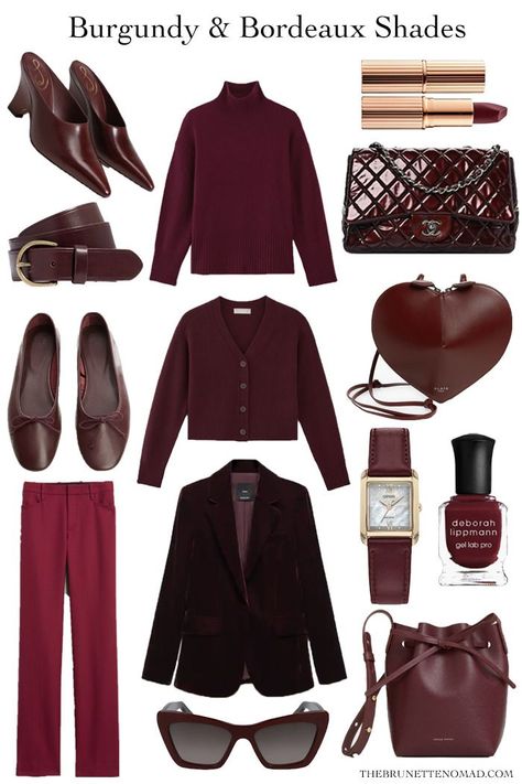 Whether you are classic or trendy discover how to easily style burgundy and Bordeaux shades for fall and winter. Purple And Burgundy Outfit, Crimson Red Outfits, Burgundy Summer Outfit, Bordeaux Aesthetic, Outfit Bordeaux, Bordeaux Fashion, Red Outfit Aesthetic, Gig Outfits, Burgundy Clothes